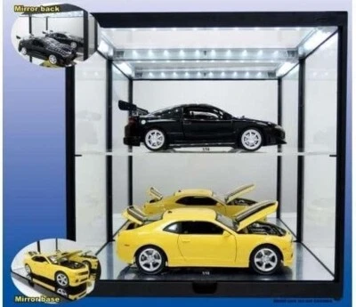 Car Display Case Acrylic Mirrored LED Light 2 Tier Model 1/18 Diecast Cabinet - Image 1 of 4