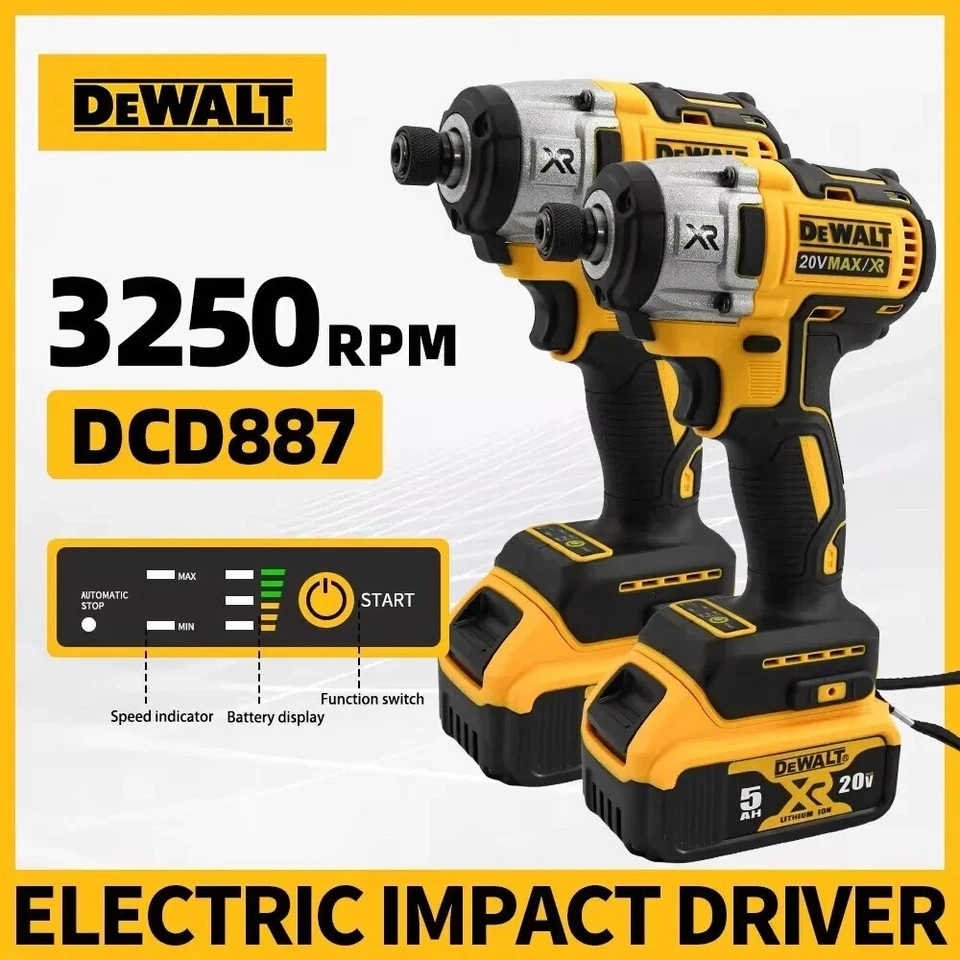 Dewalt Brushless Speed Impact Driver DCD887 XR Body Only Precision Drive UK - Image 1 of 4