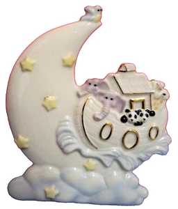 Lenox Porcelain Night Light Cover Moon Stars Noah's Ark Appr 5" x 4" No Chips - Imagen 1 de 4