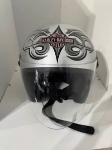 Women's Genuine DOT Harley Davidson Helmet Silver Open Face 3/4 Size XS - Picture 1 of 7