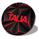 1 x Round Coaster - Name Talia Gamer Black Red Video Game Lettering #274662