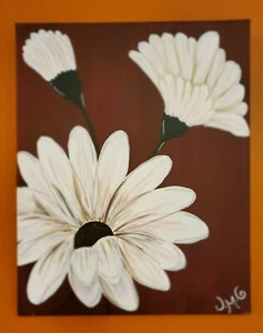 Original Acrylic Painting 16 x 20 Canvas Panel, Floral Wall Art ~ Signed JMG - Picture 1 of 7