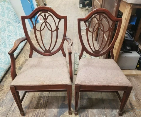 Pair Antique CHERRY WOOD Chairs with Cushions GREAT CONDITION Cover