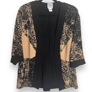 Vintage 80s R&M Richards Kimono Jacket Womens Size 14 Black Gold Art Deco Artsy - Picture 1 of 9
