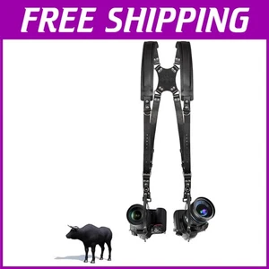 Comfortable Leather Dual Camera Shoulder Strap - Picture 1 of 9