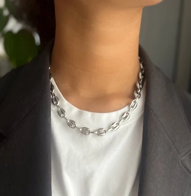 Серебряный пухлый моряк цепочка ожерелье моряк цепочка ошейник моряк якорь ожерелье - Изображение 1 из 4