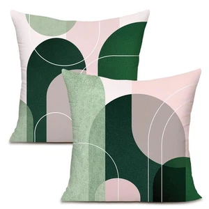 Fundas de Almohada Círculo Rosa y Verde Decorativas para Sofá Cama Livin... - Imagen 1 de 6