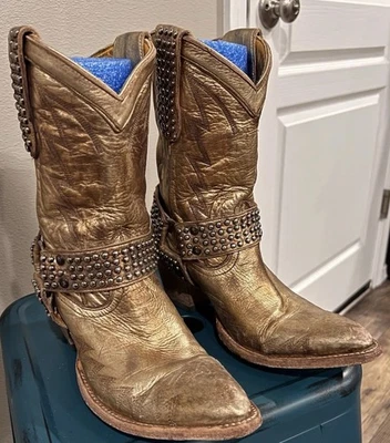 Old Gringo 金色女牛仔靴女式 9 码 — 第 1/4 张图片