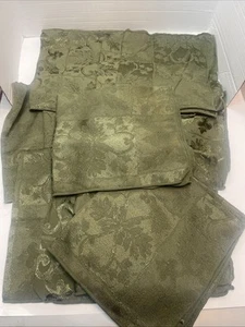 Olive Green Damask Cotton Napkins 20.5" X 18.5" Set of 12 - Picture 1 of 13