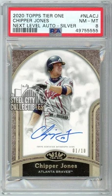 Chipper Jones 2020 Topps Tier One Next Level Autograph Card #NLA-CJ 1/10 PSA 8 - Image 1 of 2
