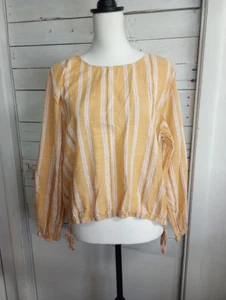 Blusa Top Boho a.n.a A New Approach Para Mujer Grande Amarillo Rayas Manga Larga - Imagen 1 de 10