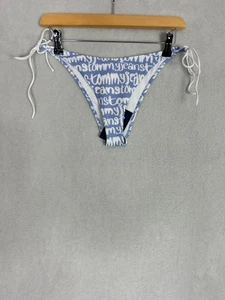 Tommy Jeans, slip bikini donna blu + bianco stringato, taglia large - nuovo - Foto 1 di 7