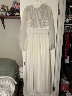 Jack Bryan Beaded Chiffon Dress - Sheer Sleeves With Beaded Bodice  - Image 1 of 4