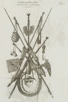 Geräte der Einwohner von Nuku Hiva, Radierung Romantik Unbekannt (19.Jhd) - Bild 1 von 2