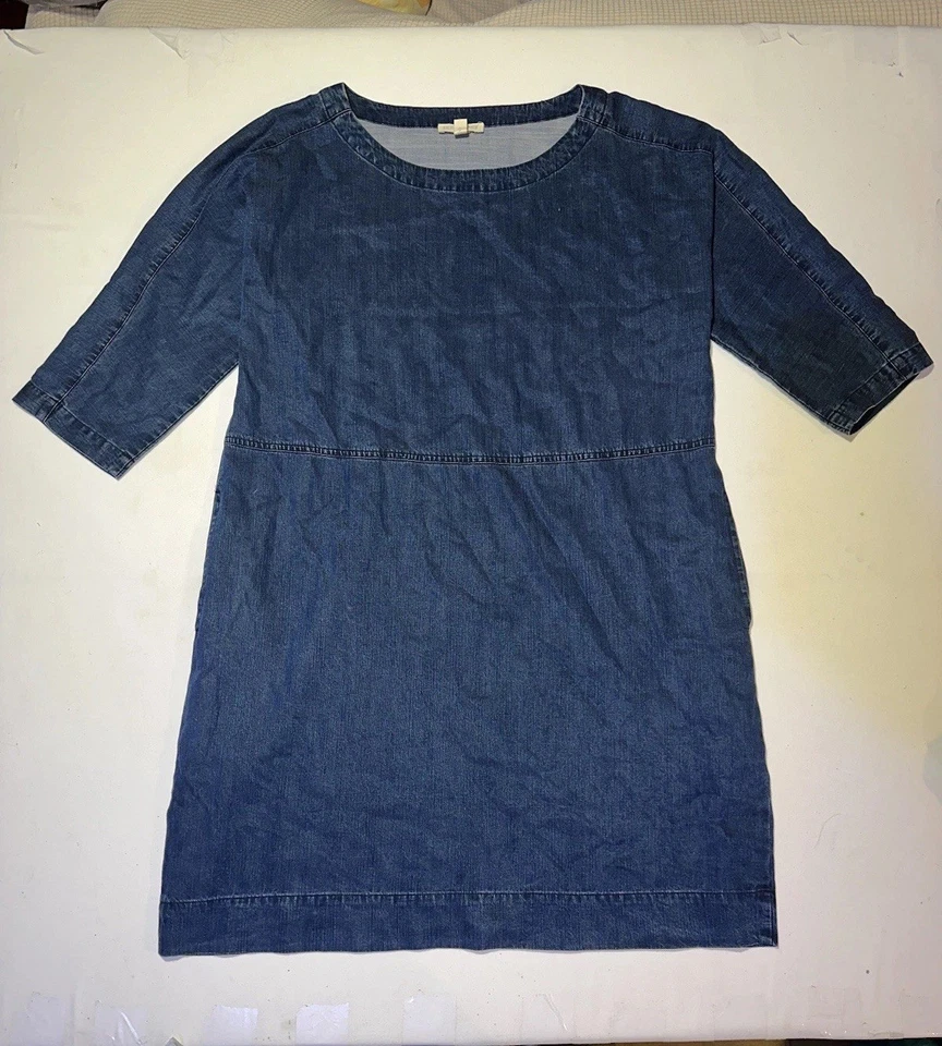 Eileen Fisher Tencel органический хлопок джинсовой ткани платье синий шамбре расслабленный крой богемное - Изображение 1 из 4