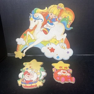 3 Piece Rare Vintage 1983 Rainbow Brite Wooden Wall Decor Decoration Sprites - Picture 1 of 11