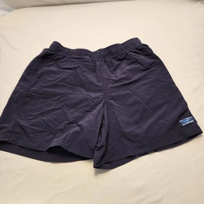 Vintage LL Bean Swim Trunks Shorts Mens Size Med Navy Blue Nylon Lined Pockets - Image 1 of 4