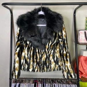 Cliche Faux Fur Animal Print Teddy Coat - Picture 1 of 6