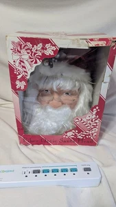 Vintage Fiber Optic Large Santa Head Face Lighted Twinkling Christmas 13" - Bild 1 von 15