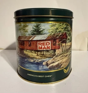 Vintage 1988 Limited Edition Red Man Chewing Tobacco 6” Round Tin Collector Can - Picture 1 of 8
