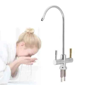 Rubinetto Lavello Rubinetto 1/4" Doppio Foro Cromato Osmosi Inversa Filtro Acqua Potabile - Foto 1 di 24