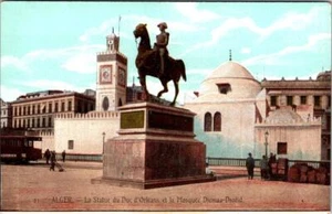Alger, Algiers Algeria DUKE/ORLEANS STATUE~DJEMAA-DJEDID MOSQUE ca1910s Postcard - Picture 1 of 2