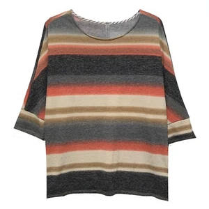 Honeyme Curvy, grau, orange und elfenbein gestreifter Pullover Pulli, Gr. XXL - Bild 1 von 4