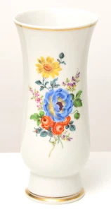 MEISSEN Blume 5 Vase Goldrand 1. Wahl Höhe 20,5 cm Formentwurf Paul Börner 1929 - Imagen 1 de 14