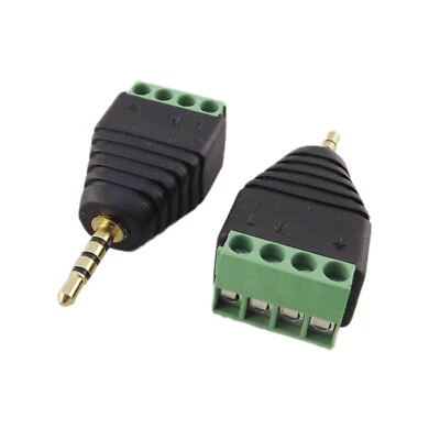 10x 2.5mm TRRS Stereo 4 Pole Male Plug To AV Screw Video Balun Terminal Adapter - Image 1 of 4