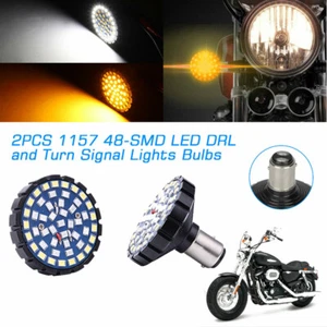 2X Switchback 1157 48-SMD LED DRL & Turn Signal Lights Bulbs For Harley Davidson - Foto 1 di 12