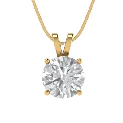 2 cttw Silver Pendant and 18" Necklace Yellow Gold Plated 8.0mm Cubic Zirconia - Image 1 of 4