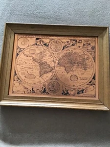 An Etchmaster Original gerahmter Kupfferbild Weltkarte 1651 Alresford- Hampshire - Bild 1 von 5