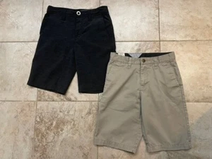 Volcom Shorts Boys Size 25/10 Chino Style Surf & Turf Stretch Black Khaki - Picture 1 of 14
