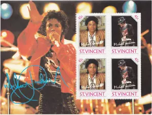 Michael Jackson Timbre Feuillet Timbres ST VINCENT Sheet Stamp Stamps Set 1985 - Foto 1 di 1