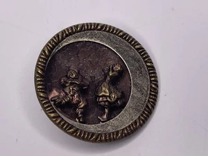 Antique Huge 1 7/8” Victorian Pierrot And Pierrette Metal Button As Seen In BBB - Picture 1 of 4