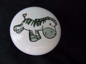 CERAMIC/PORCELAIN~CHILREN~KIDS~KNOBS~JUNGLE~ANIMAL~DRESSER DRAWER KNOBS~ZEBRA - Picture 1 of 5