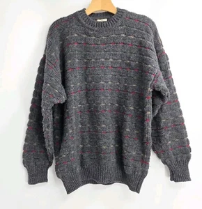 Bonner of Ireland Sweater Men’s Medium Hand Loomed Gray Pure New Wool VTG - Picture 1 of 15