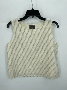 Leo & Sage Top Damen klein elfenbein strukturiert Streifen ärmellos Baumwolle Boho - Bild 1 von 6