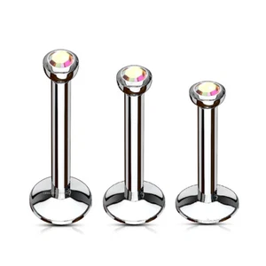 Labret Monroe Helix Tragus Earring Barbell Internally Threaded Cambered Base - Picture 1 of 6