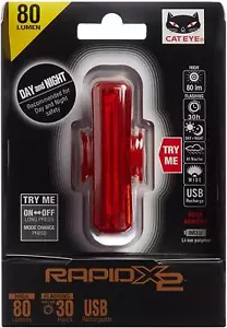 CatEye Rapid X2 Rear Bicycle Tail Light 80 Lumen - TL-LD710-R - NEW - Picture 1 of 5