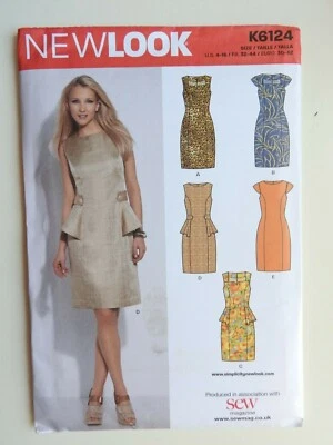 New Look K6124 sewing pattern  Fitted dress with peplum option size 4 - 16 NEW - Image 1 of 2