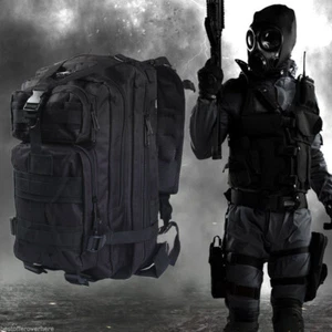 30L Tactical Backpack Black Nylon Climbing Hiking Bags Military Rucksack for Men - Picture 1 of 16