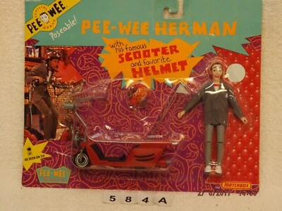 Pee-Wee Herman poseable figure with Famous Scooter and Helmet Matchbox 1988 - Image 1 of 2
