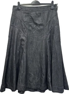 Per Una Black / Dark Navy Denim Midi Skirt Size 14 - Picture 1 of 12