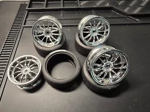 NEW – Chrome Wheels with Traxxas Tyres – Complete Set of 4 Wheels & Tyres ✨🏎️ - Picture 1 of 6
