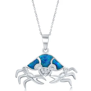 Sterling Silver Large Blue Inlay Opal Hermit Crab Pendant - Picture 1 of 1