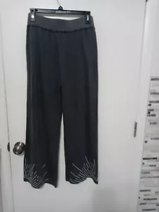 Kyla Seo Comfort Jamila Cotton Slub Dark Gray Sunray Wide Leg Handmade Hose SM - Bild 1 von 9