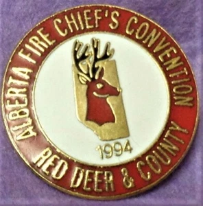ALBERTA FIRE CHIEFS CONVENTION 1994 RED DEER & COUNTY Pin MINT - Picture 1 of 4