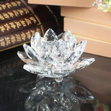 Desktop Adornment Candle  Holder Candlestick Lotus Flower Clear Crystal Glass