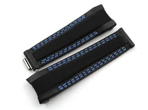 Leather Strap/Cordura Black/Blue 20/16mm Gmt / Oyster Closing Clasp Handmade - Bild 1 von 5